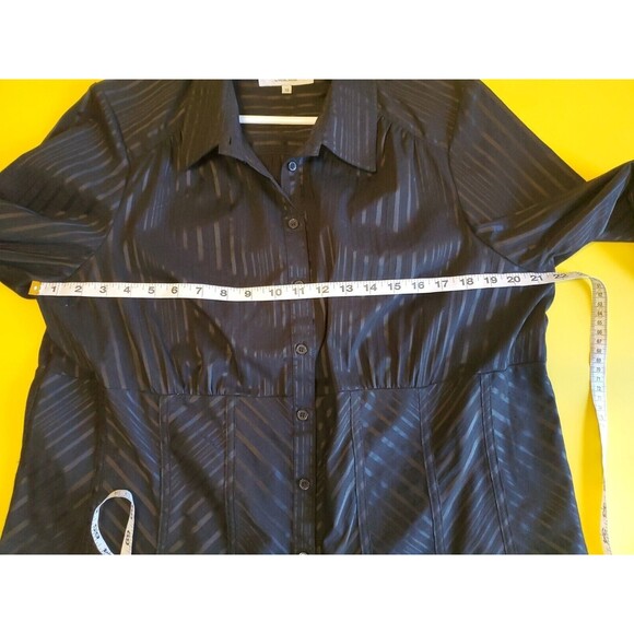 Womens Sz 18 Button Front Dressy 3/4 Sleeve Shinny Subtle Stipes Michel Antoni - Picture 6 of 11